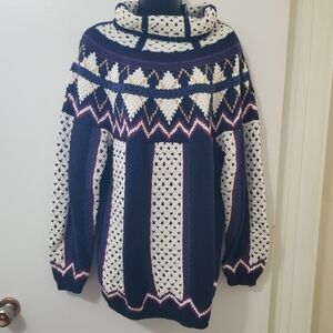 Leonard Sport Chunky Knit 100% Cotton Nordic Sweater | L |